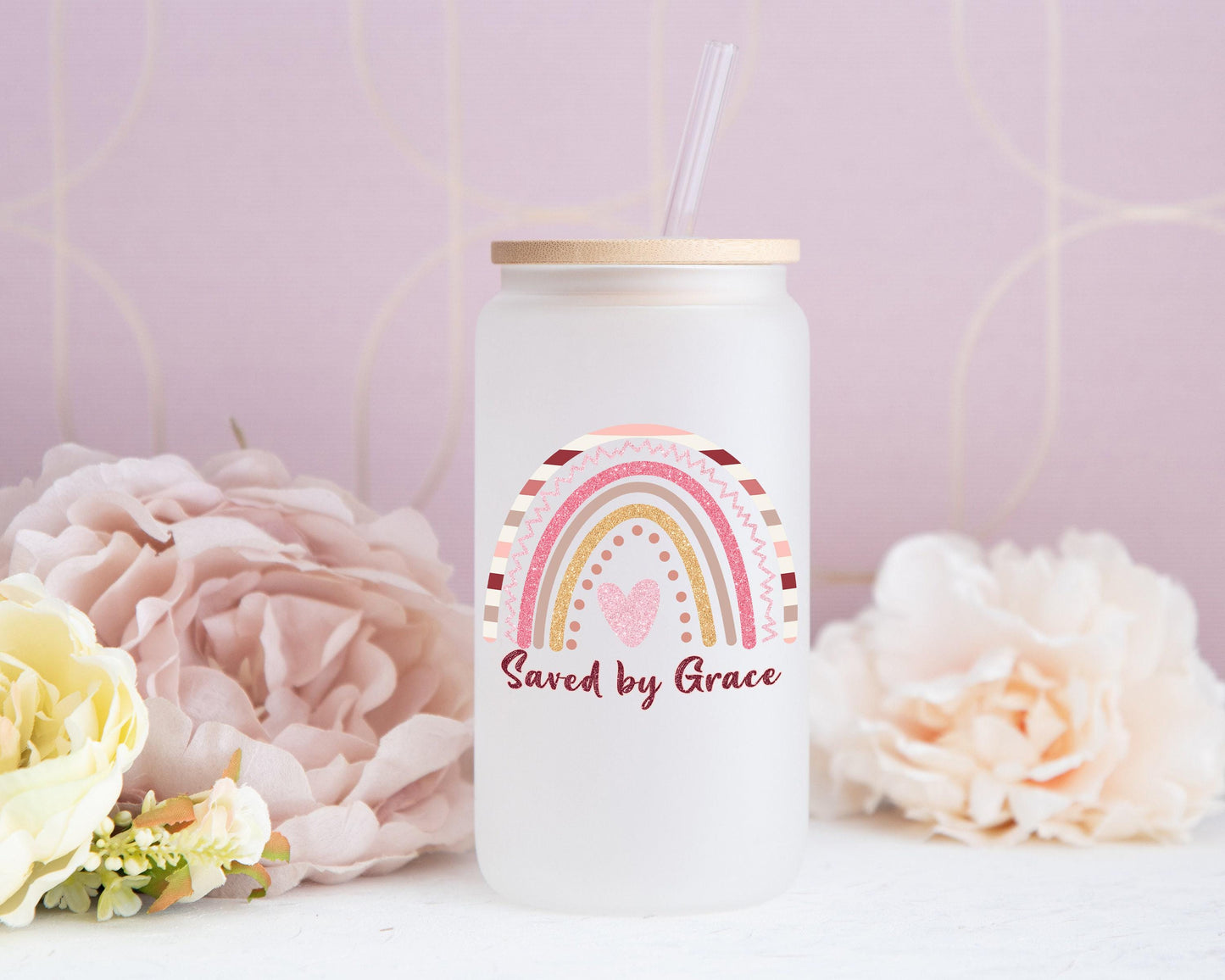 Christian T-Shirt Gift Set-  Saved by Grace with Candle, T-Shirt, Tumbler | Care Package | Spa Gift Box,