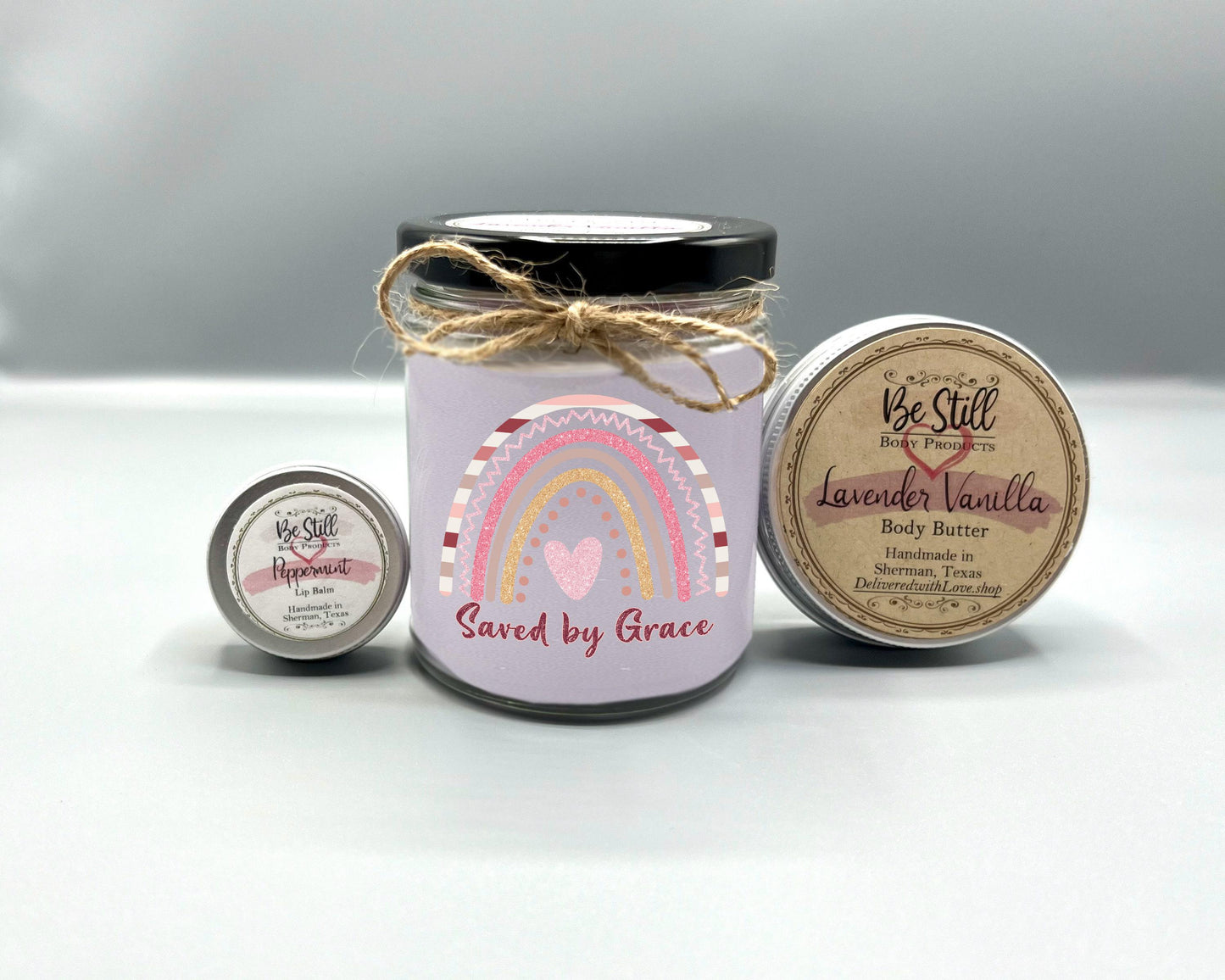 Christian T-Shirt Gift Set-  Saved by Grace with Candle, T-Shirt, Tumbler | Care Package | Spa Gift Box,