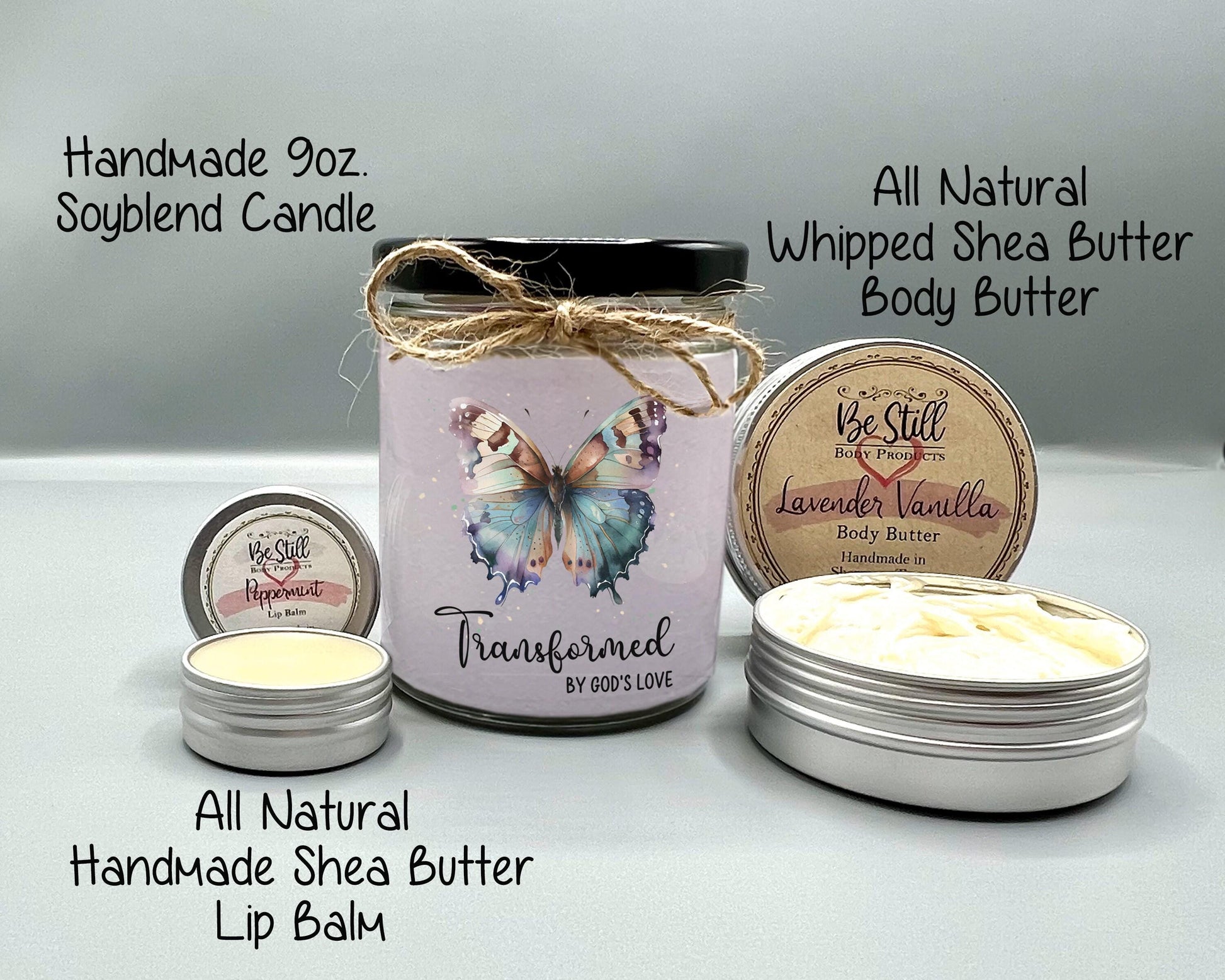 Christian T-Shirt Gift Set - Transformed by Gods Love, Candle, T-Shirt, Tumbler, Spa Items, Care Package, Spa Set