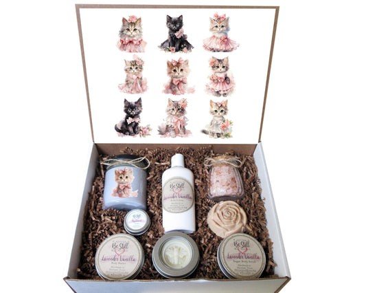 Coquette Kittens Gift Box | Handmade Natural Spa Set, Self Care for Women