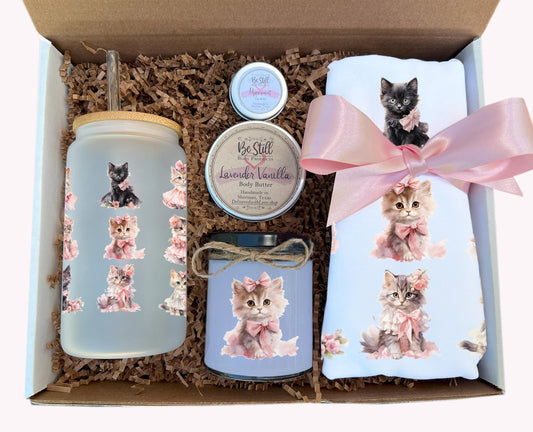 Cottage Core Coquette Kittens, T-Shirt Gift Box, T-Shirt, Tumbler and Spa Items - All Natural, Handmade Gift - Perfect for You or as a Gift