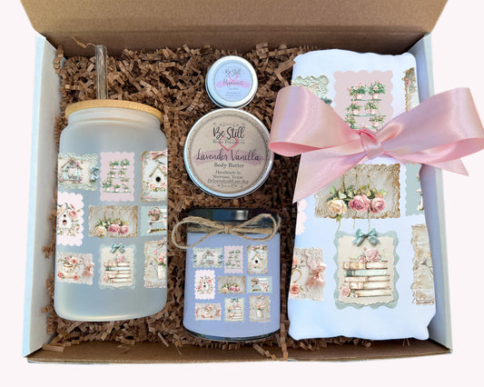 Cottagecore T-Shirt Gift Box with Custom Candle, T-Shirt, Tumbler and Spa Items - Handmade Gift - Perfect for You or as a Gift