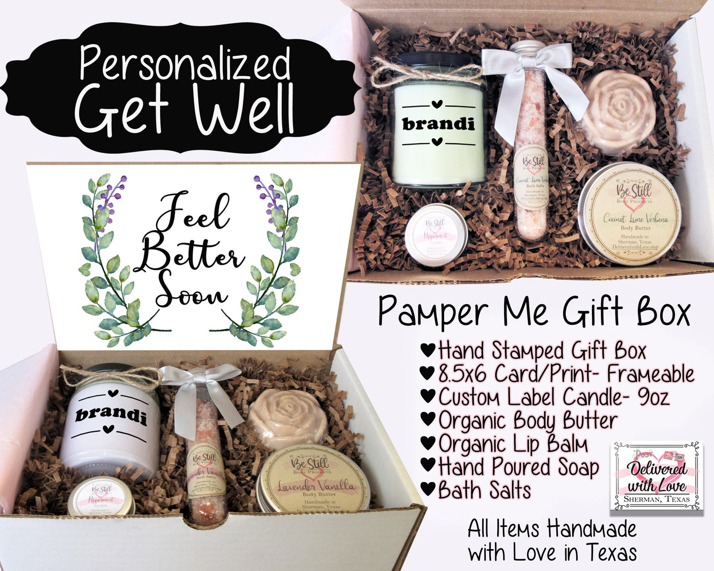 Feel Better Soon Care Package | Personalized Get Well Gift  | Self Care Gift Box | Get Well, Injury, Surgery, Sickness
