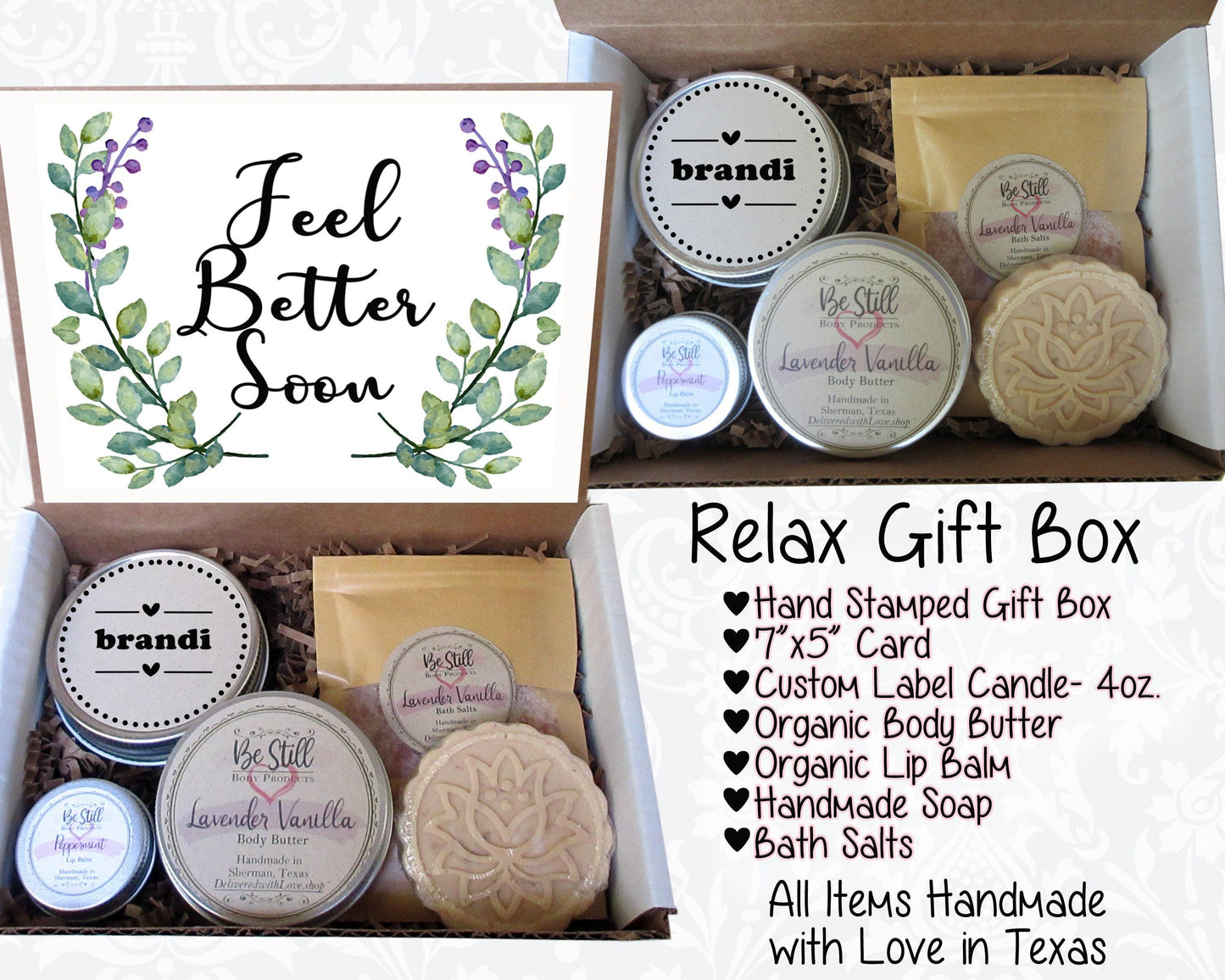 Feel Better Soon Care Package | Personalized Get Well Gift  | Self Care Gift Box | Get Well, Injury, Surgery, Sickness