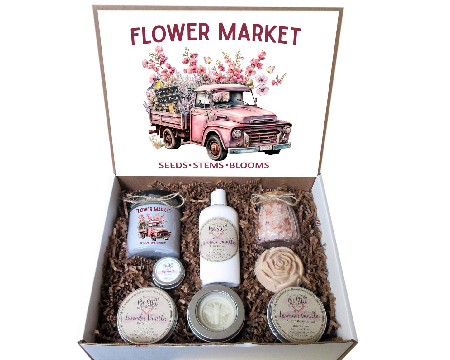 Flower Market Truck Gift Box | Handmade Spa Set, Self Care for Women