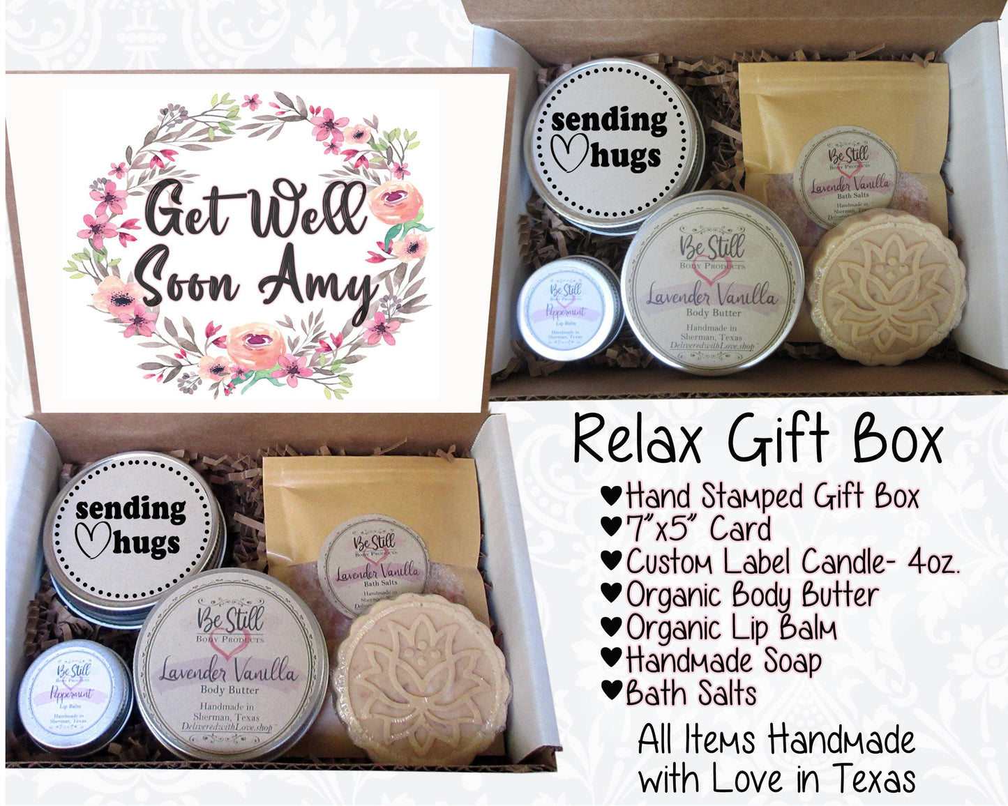 GET WELL GIFT | Personalized Gift Box | Feel Better Soon | Surgery Gift | Self Care Gift Box | Care Package | Friend, Coworker, Client