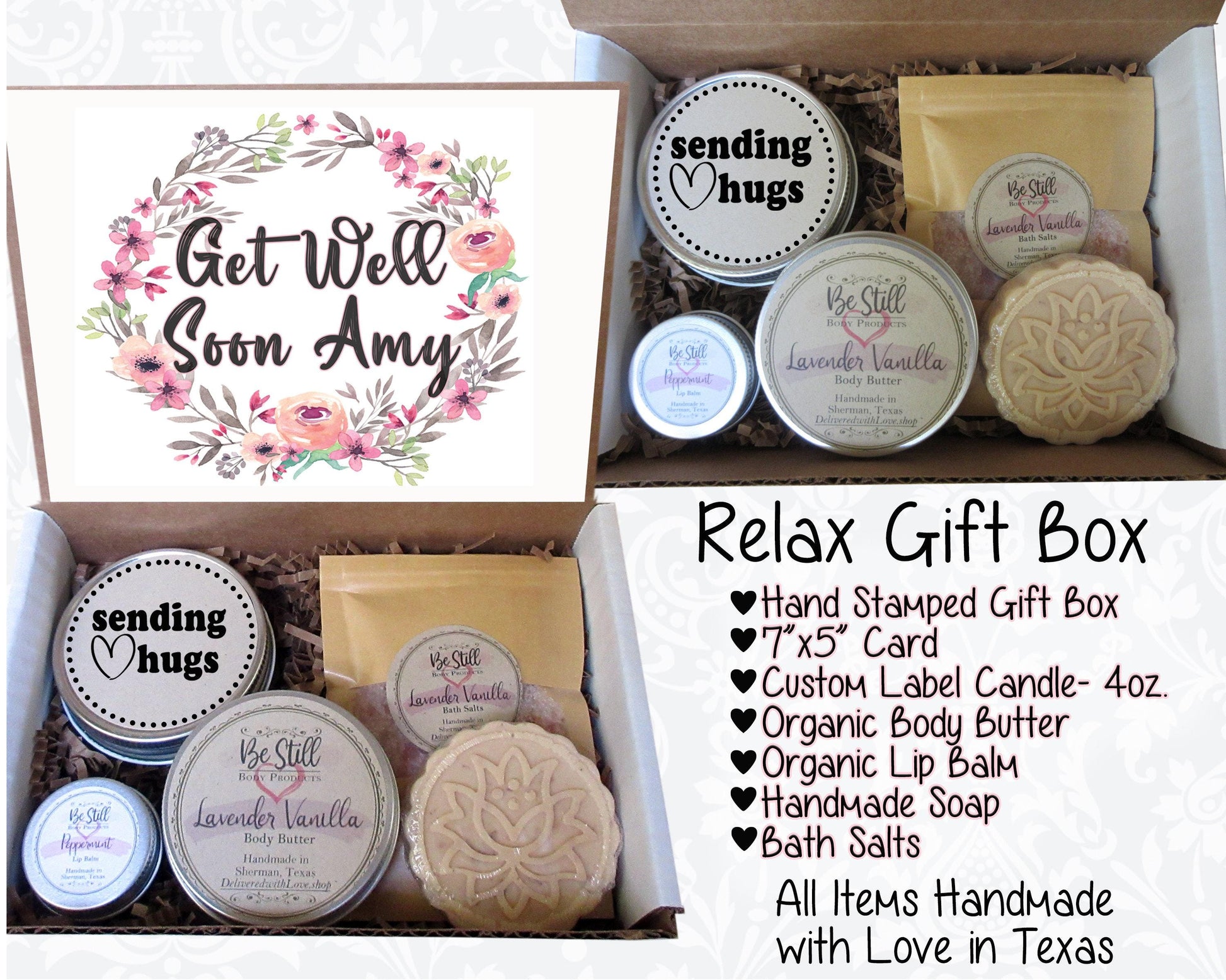 GET WELL GIFT | Personalized Gift Box | Feel Better Soon | Surgery Gift | Self Care Gift Box | Care Package | Friend, Coworker, Client