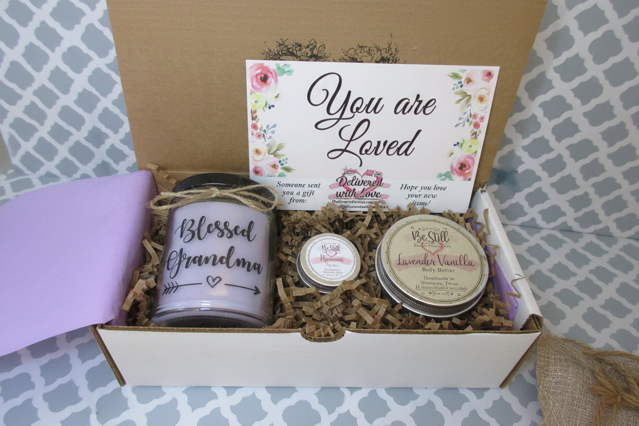 GRANDMOTHER GIFT | Blessed Grandma | Handmade Custom Candle | Self Care Gift Box | Birthday, Thank You, Miss You, New Grandma