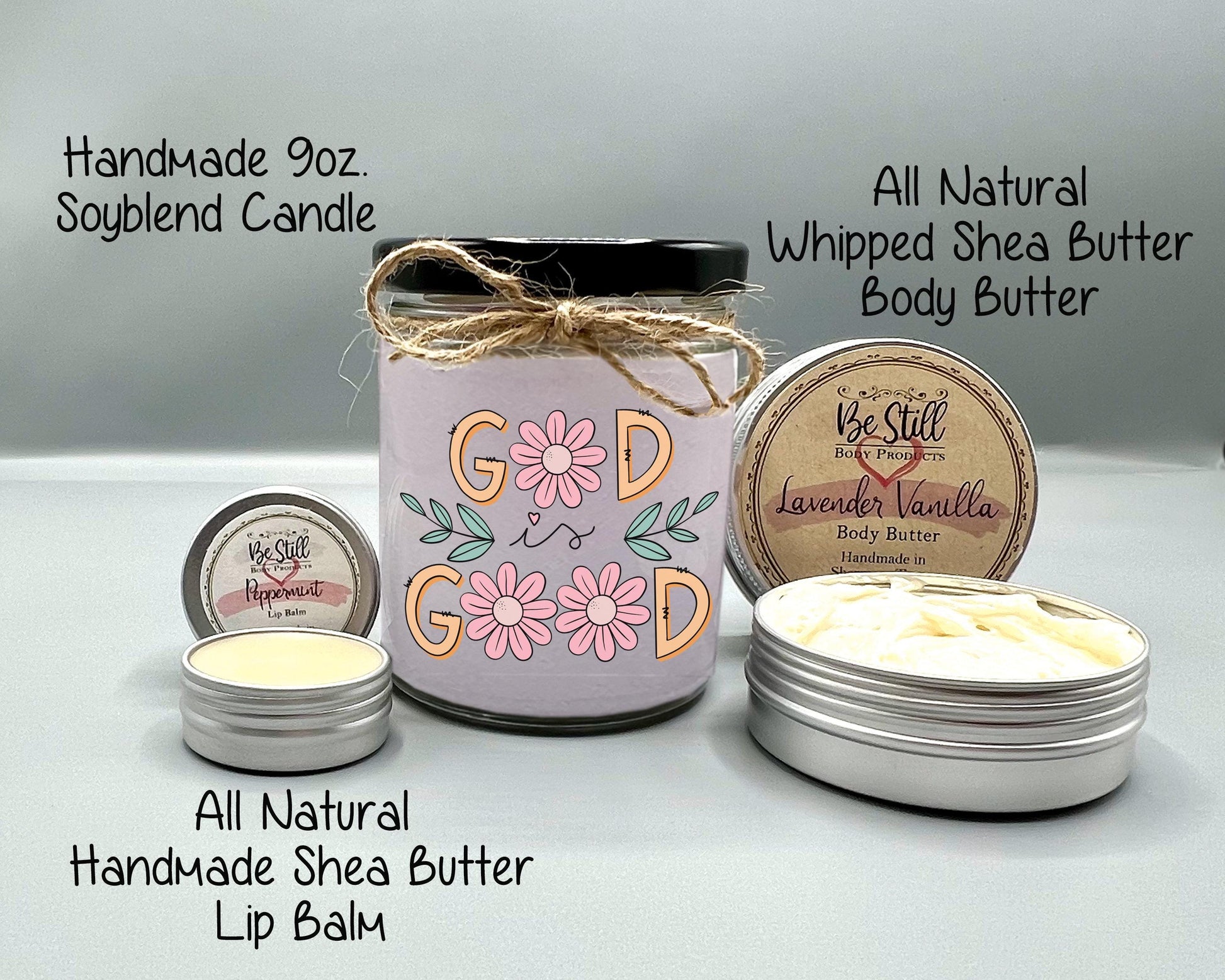 God is Good Gift Box - Christian Candle, T-Shirt, Glass Can, Spa Set - Personalized