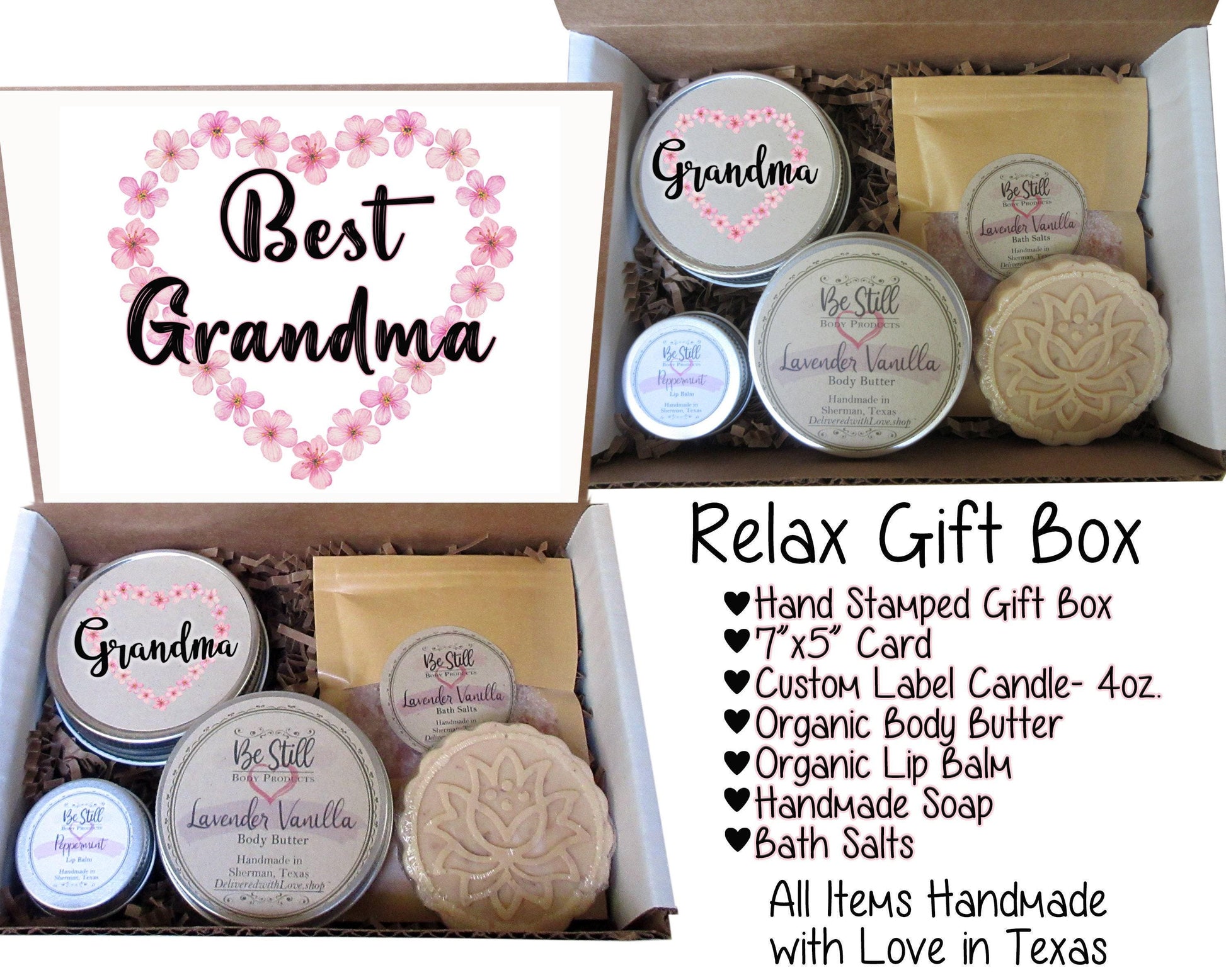 Grandma Gift Box | Mother's Day | Care Package| Grandma Gift | Spa Gift Box | Handmade Products | Grandma, Nana, Mimi, Gramma, Abuela