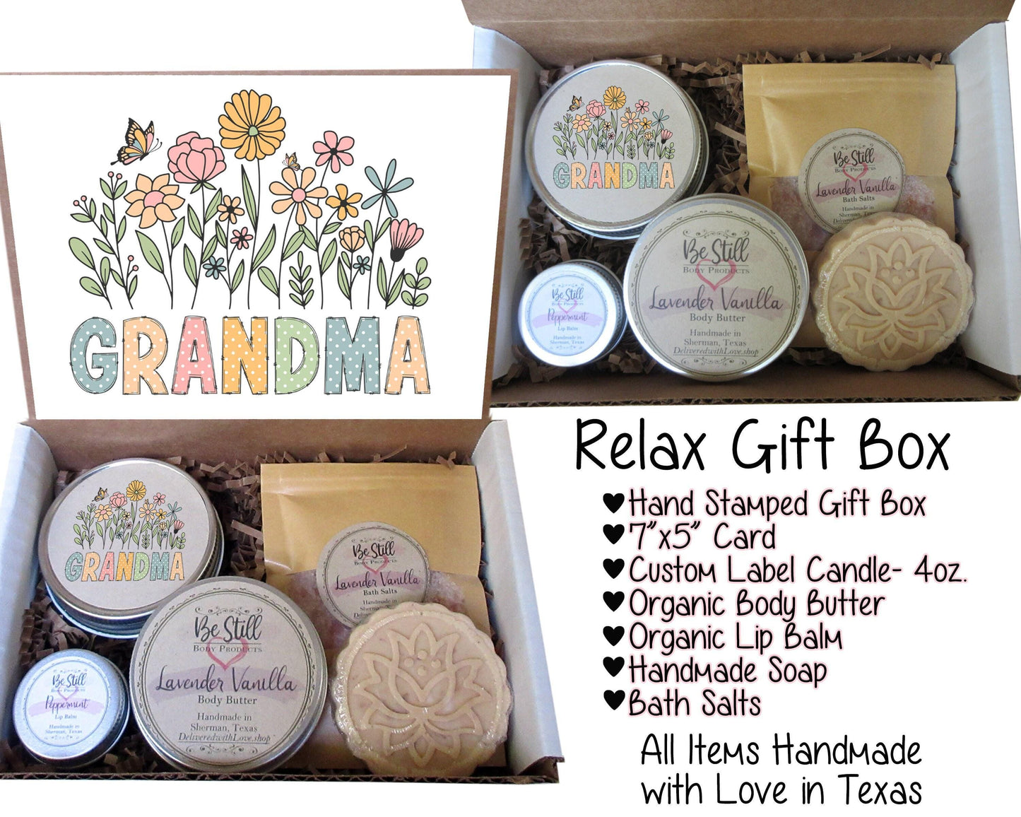Grandma Spa Gift Box | Mother's Day Gift | Care Package for Her | Grandma Gift | Spa Gift Set | Handmade Products