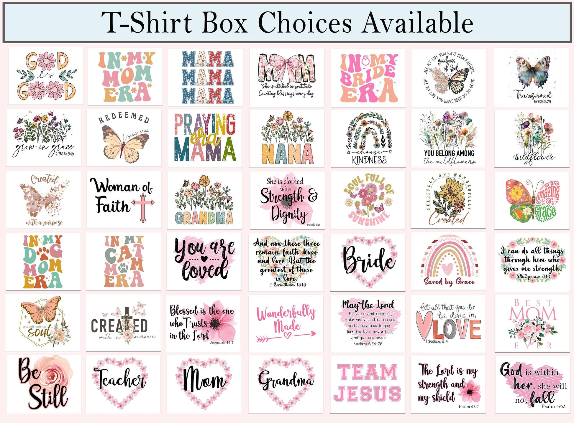 the shirt box choices available