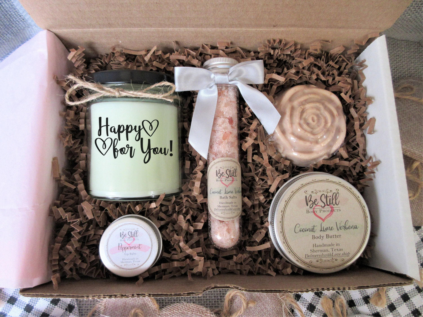 Happy for You Gift Box | Care Package | Self Care Gift Box | Spa Gift Box | Congrats Gift for Friend, Coworker, Niece, Client, Sister
