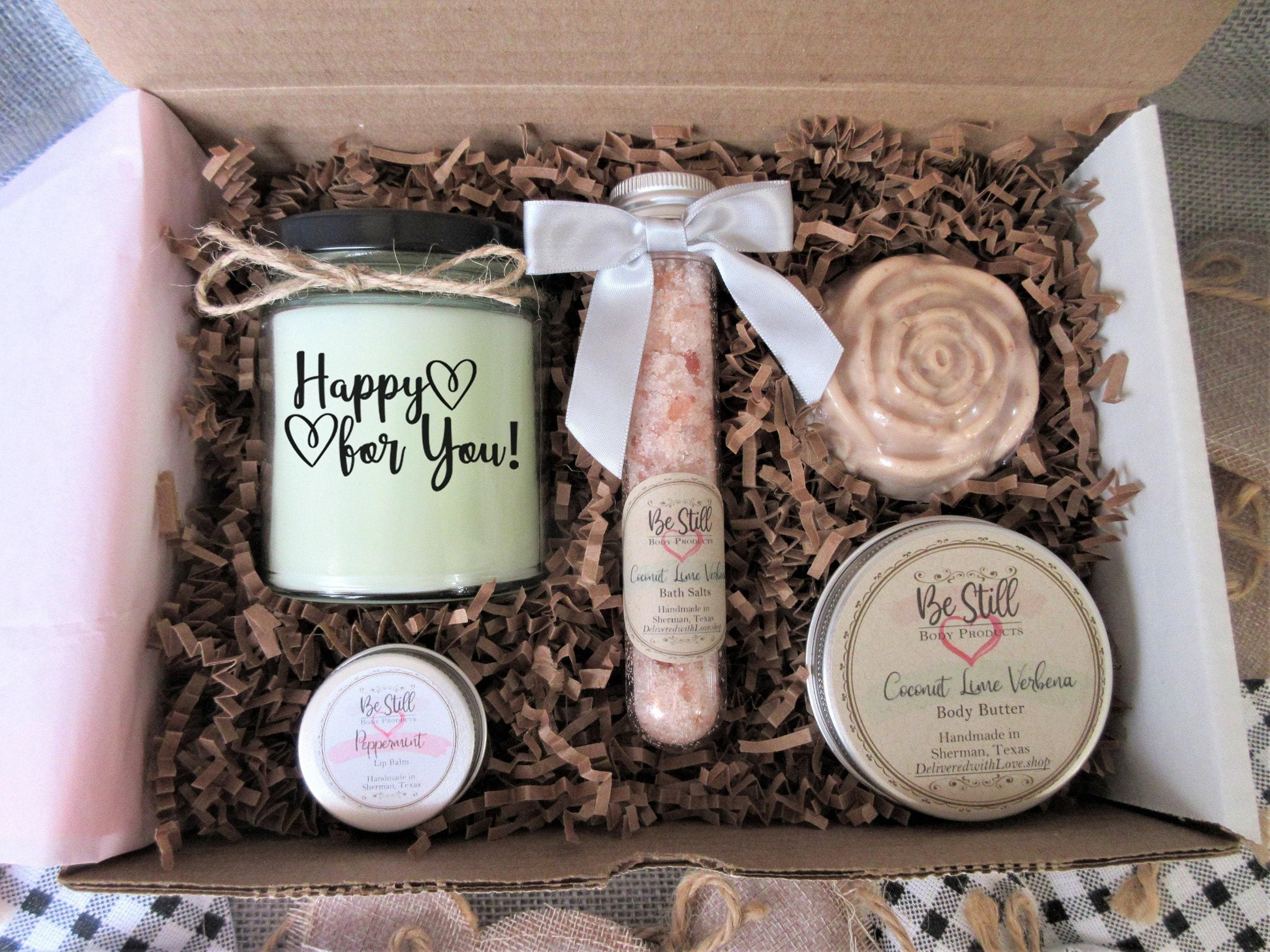 Happy for You Gift Box | Care Package | Self Care Gift Box | Spa Gift Box | Congrats Gift for Friend, Coworker, Niece, Client, Sister