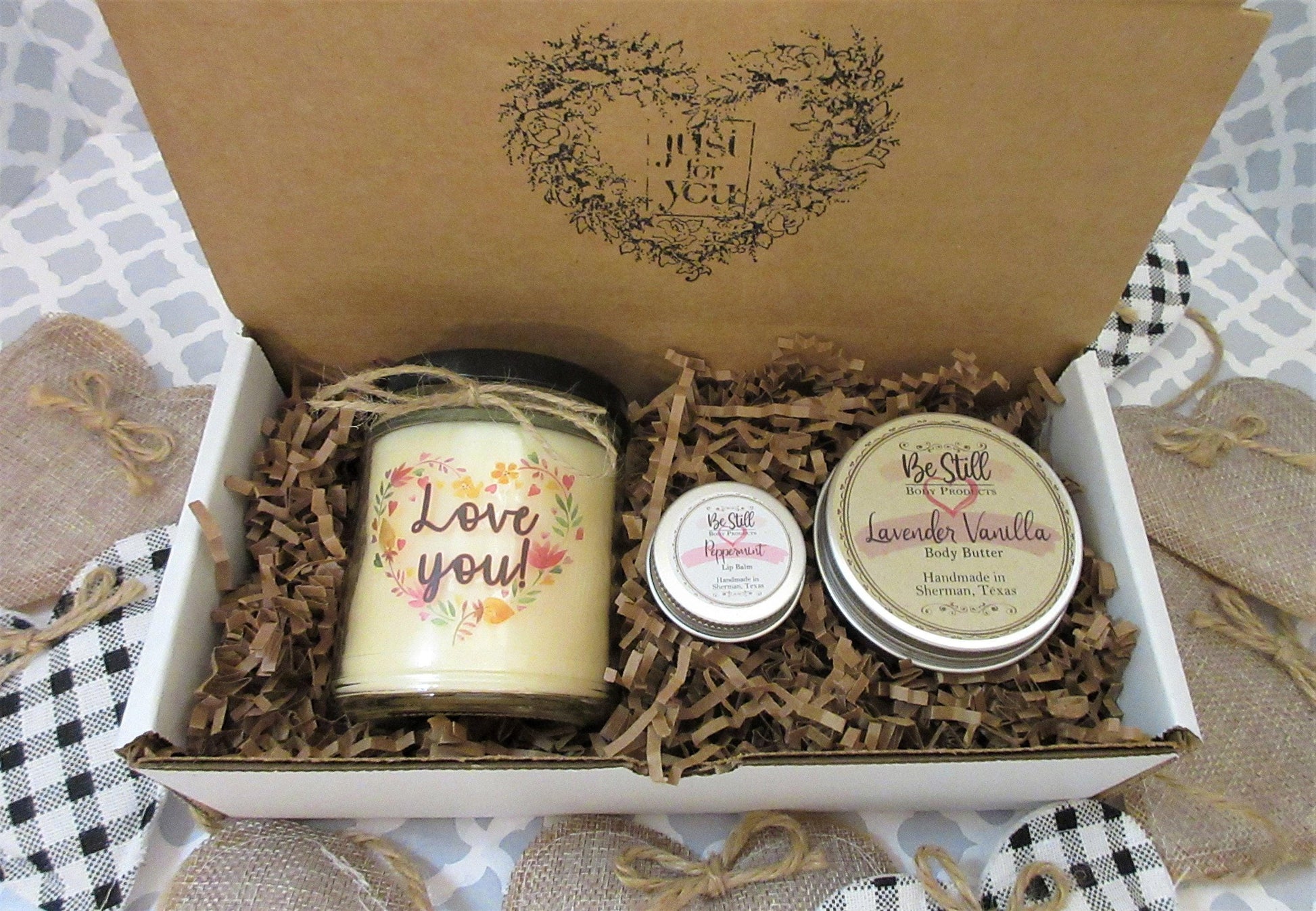 LOVE YOU GIFT | Custom Gift Candle | Self Care Gift Box | Gift Box for Women | Made in Texas | Any Occasion Gift | Wife, Mom, Sister, Friend