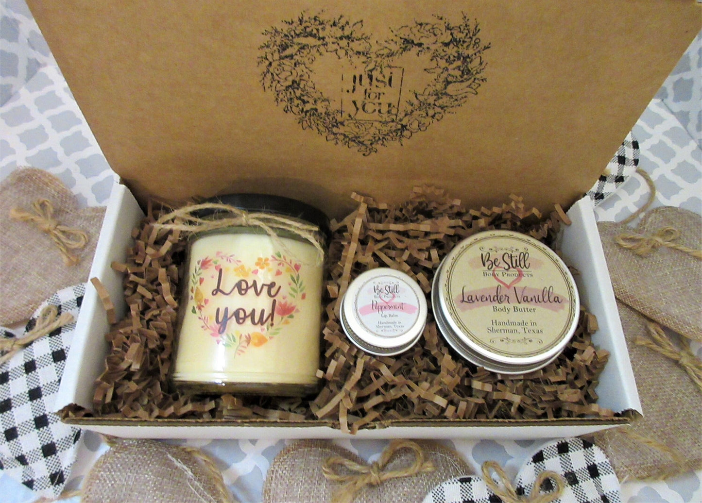LOVE YOU GIFT | Custom Gift Candle | Self Care Gift Box | Gift Box for Women | Made in Texas | Any Occasion Gift | Wife, Mom, Sister, Friend