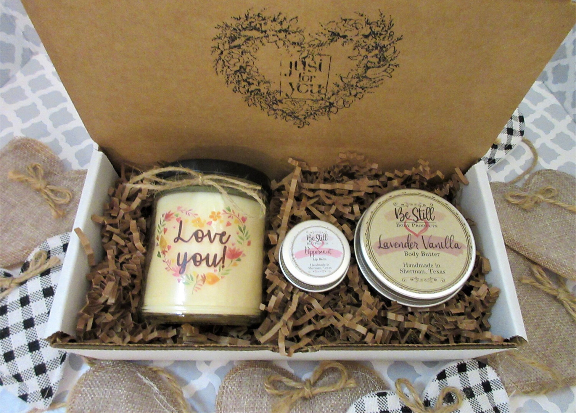 LOVE YOU GIFT | Custom Gift Candle | Self Care Gift Box | Gift Box for Women | Made in Texas | Any Occasion Gift | Wife, Mom, Sister, Friend