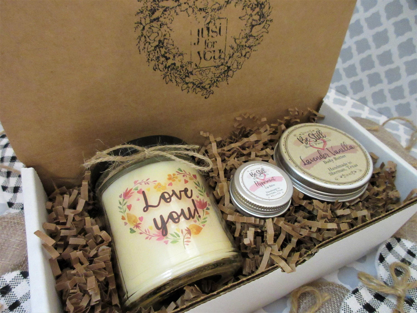 LOVE YOU GIFT | Custom Gift Candle | Self Care Gift Box | Gift Box for Women | Made in Texas | Any Occasion Gift | Wife, Mom, Sister, Friend
