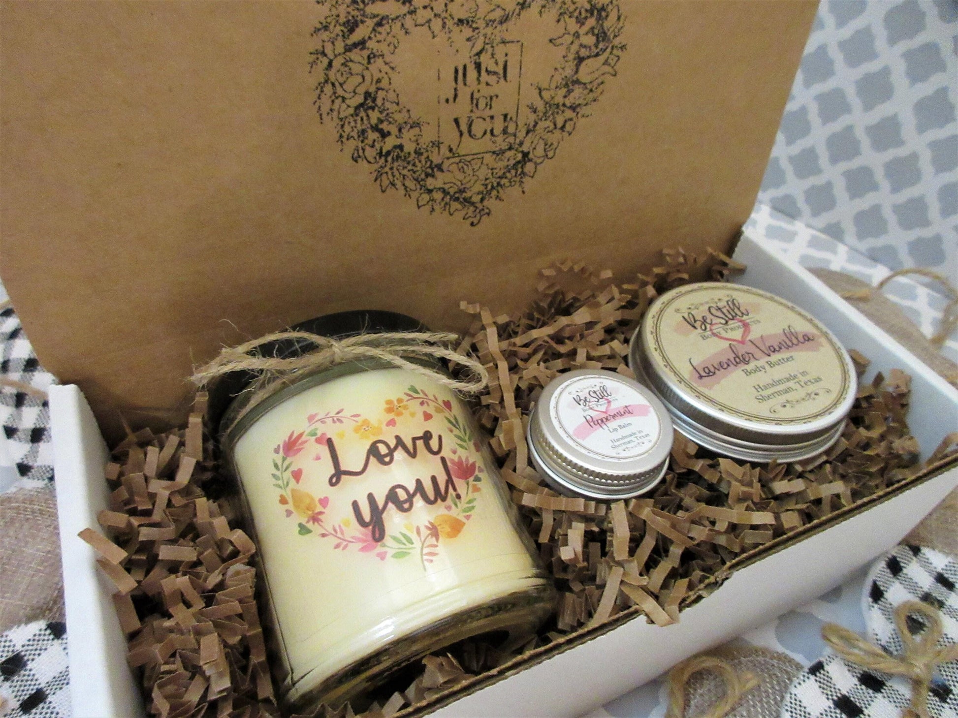 LOVE YOU GIFT | Custom Gift Candle | Self Care Gift Box | Gift Box for Women | Made in Texas | Any Occasion Gift | Wife, Mom, Sister, Friend
