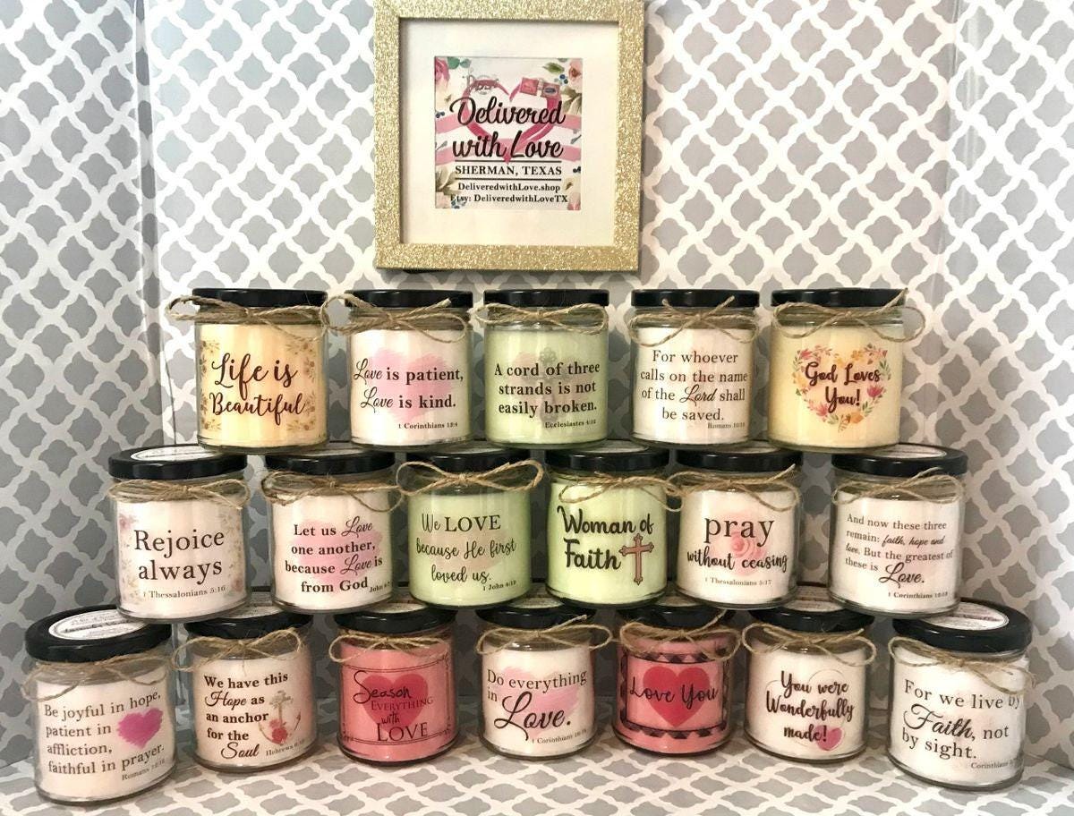 Lot of 12 | CHRISTIAN BIBLE VERSE Candles | Bulk- 12 Candles | Christian Gifts | Inspirational Gifts | Scripture Candles