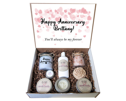 Luxury Anniversary Gift Box | Personalized Spa Set | Relaxation Care Package | Special Gift for Wife or Girlfriend