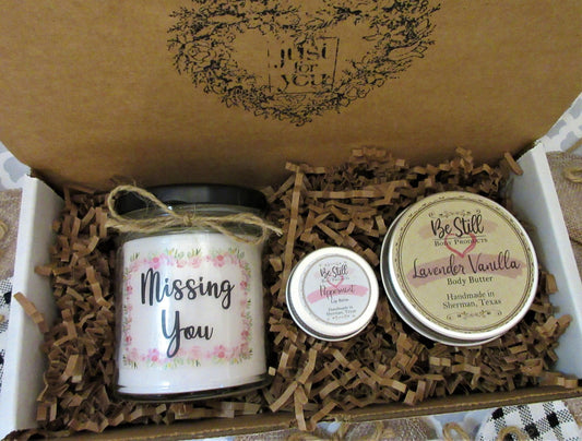 MISSING YOU GIFT | Gift Candle | Gift Box for Women | Self Care Gift Box | Wife, Mom, Sister, Friend, Daughter, Coworker, Aunt
