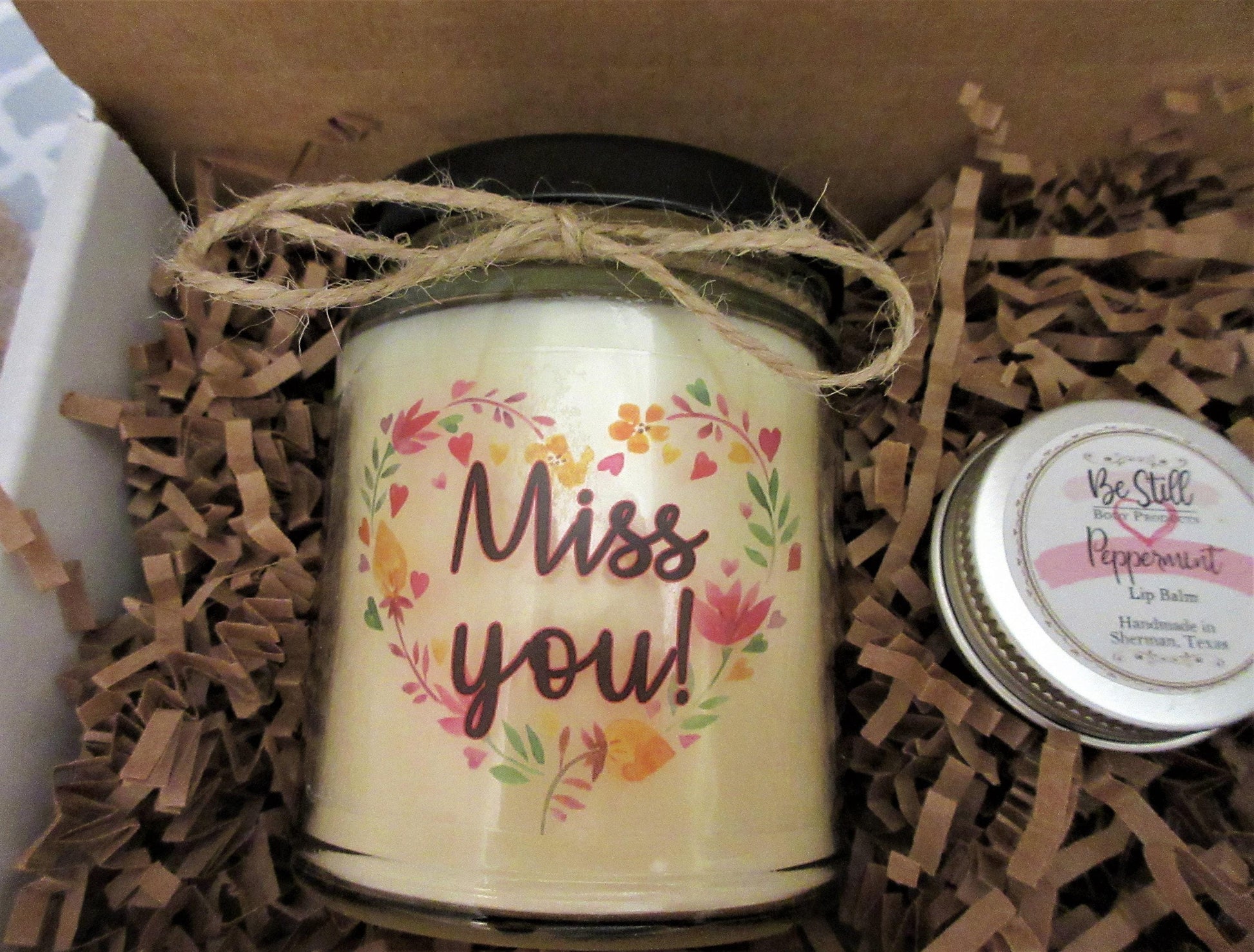 MISS YOU GIFT | Handmade Custom Candle | Self Care Gift Box | Made in Texas | Wife, Mom, Sister, Friend, Daughter, Coworker, Aunt