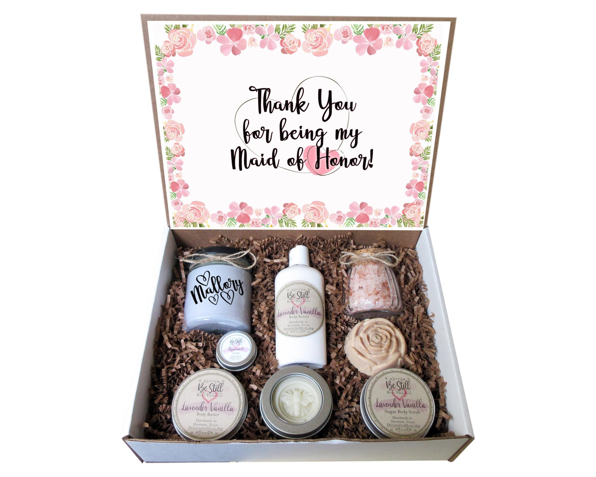 Maid of Honor Gift Box | Personalized Thank You Gift | Matron of Honor Gift | Self Care Gift Box | Custom Gift Box | Care Package for Her
