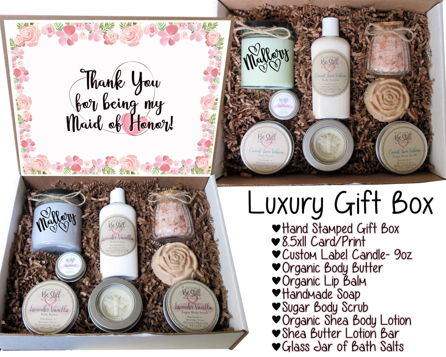 Maid of Honor Gift Box | Personalized Thank You Gift | Matron of Honor Gift | Self Care Gift Box | Custom Gift Box | Care Package for Her