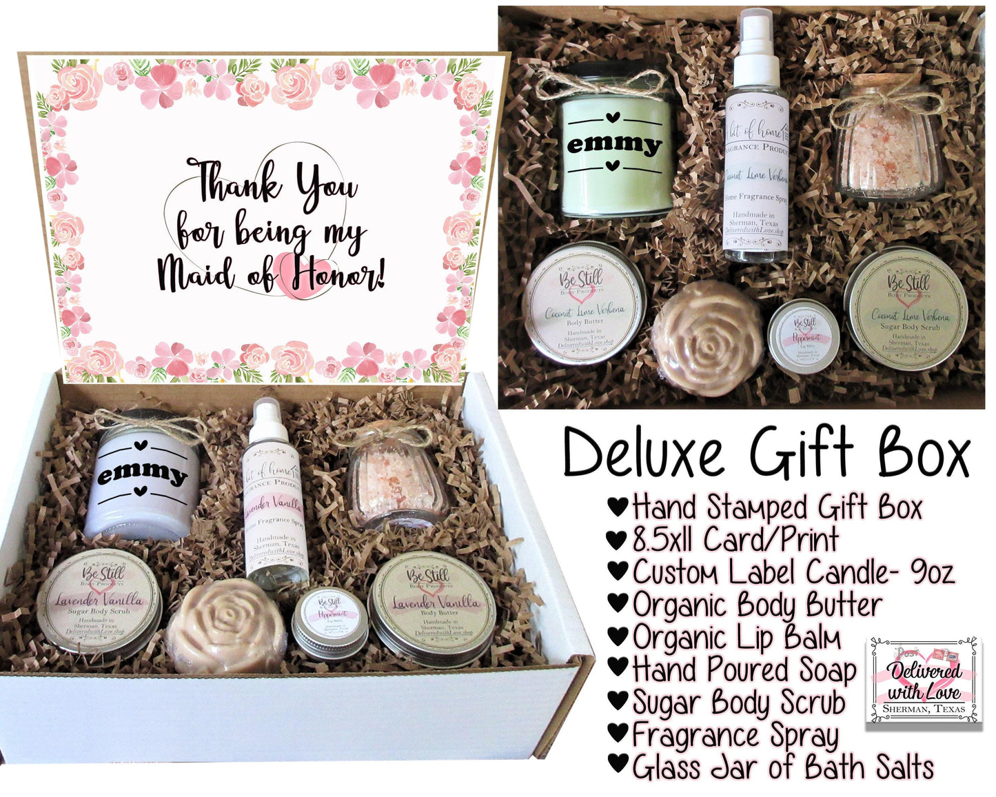 Maid of Honor Gift Box | Personalized Thank You Gift | Matron of Honor Gift | Self Care Gift Box | Custom Gift Box | Care Package for Her