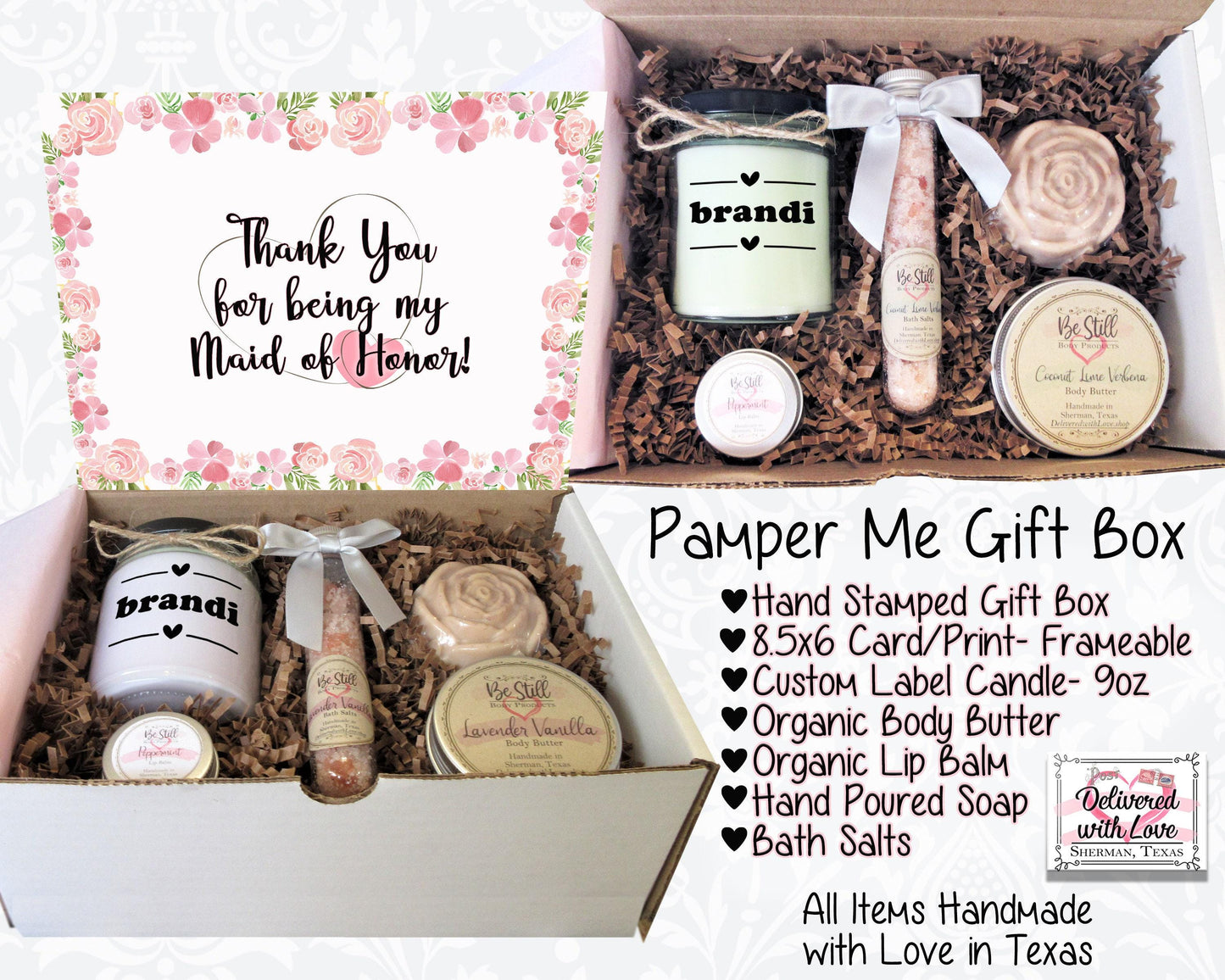 Maid of Honor Gift Box | Personalized Thank You Gift | Matron of Honor Gift | Self Care Gift Box | Custom Gift Box | Care Package for Her
