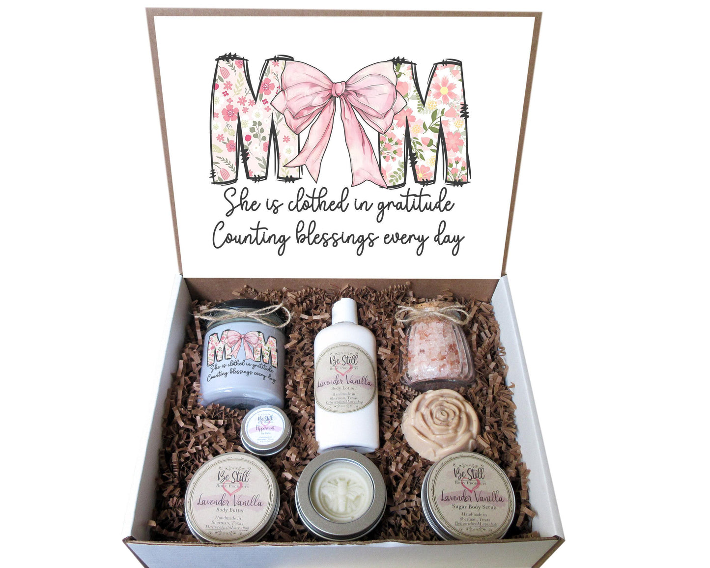 Mom Gift Box with Pink Bow | Care Package for Her | Self Care Gift Box | Gift for Mom | Spa Gift Box | Custom Gift Box