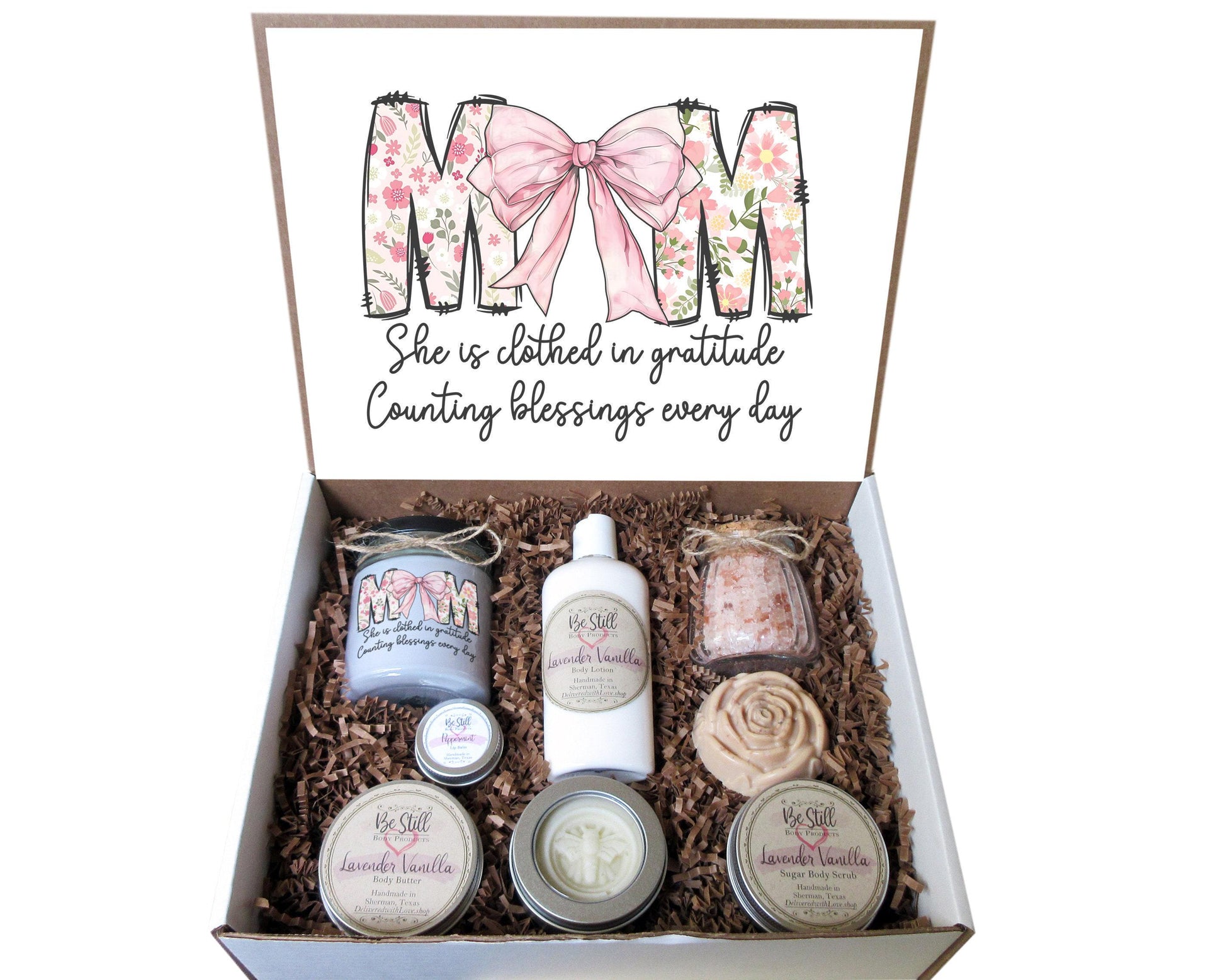 Mom Gift Box with Pink Bow | Care Package for Her | Self Care Gift Box | Gift for Mom | Spa Gift Box | Custom Gift Box