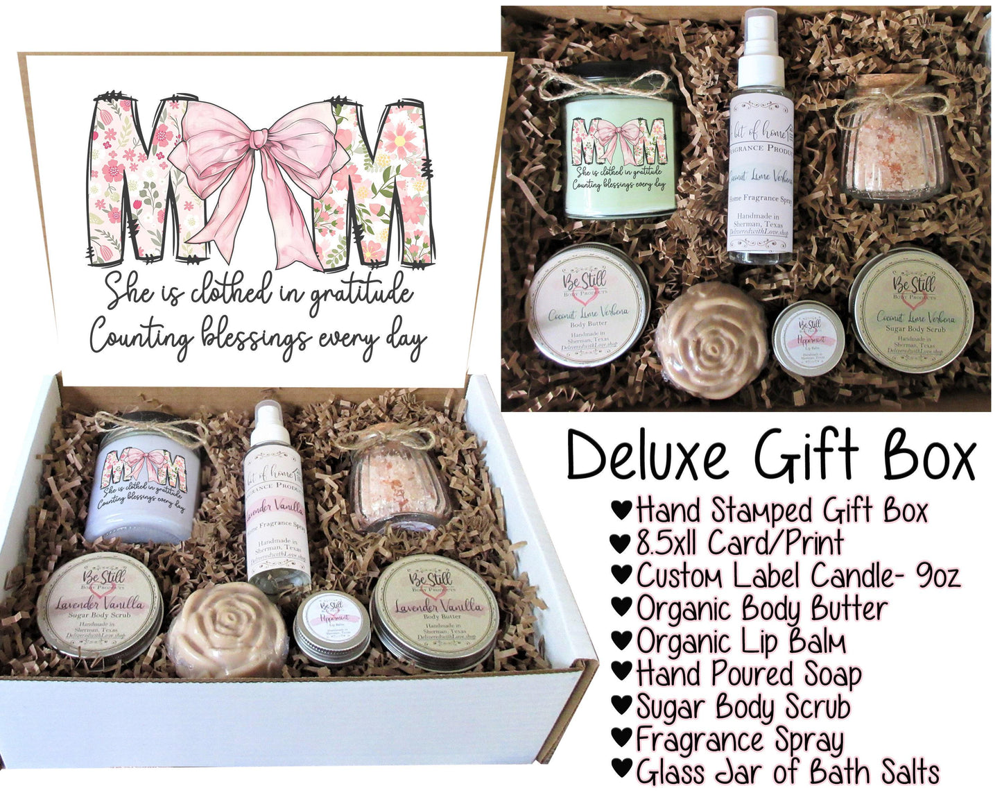 Mom Gift Box with Pink Bow | Care Package for Her | Self Care Gift Box | Gift for Mom | Spa Gift Box | Custom Gift Box
