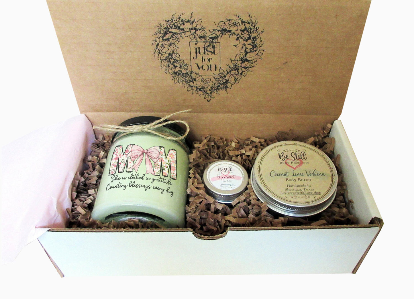 Mother's Day Gift Box | Mom with Pink Bow | Care Package for Her | Self Care Gift Box | Gift for Mom | Spa Gift Box | Coquette Gift Box