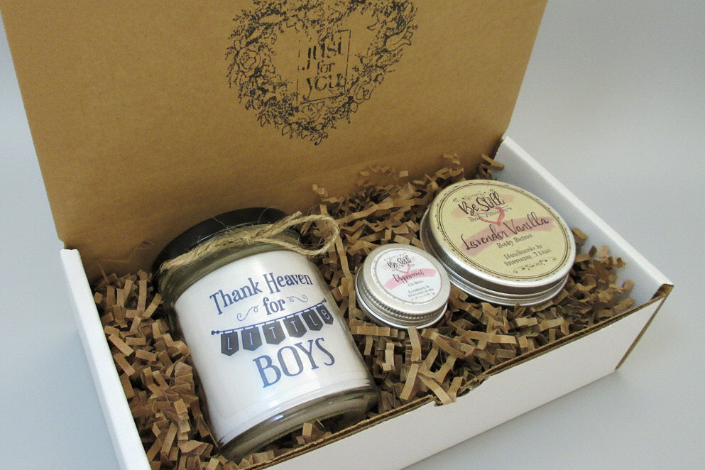 NEW MOM GIFT | Postpartum Care Package | Self Care Gift Box | Baby Boy Care Package | Sister, Friend, Daughter, Coworker, Niece, Cousin