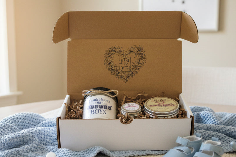 NEW MOM GIFT | Postpartum Care Package | Self Care Gift Box | Baby Boy Care Package | Sister, Friend, Daughter, Coworker, Niece, Cousin