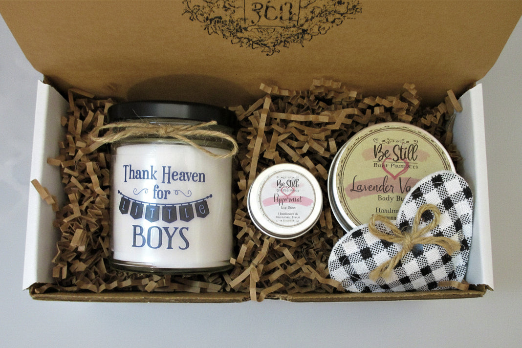 NEW MOM GIFT | Postpartum Care Package | Self Care Gift Box | Baby Boy Care Package | Sister, Friend, Daughter, Coworker, Niece, Cousin
