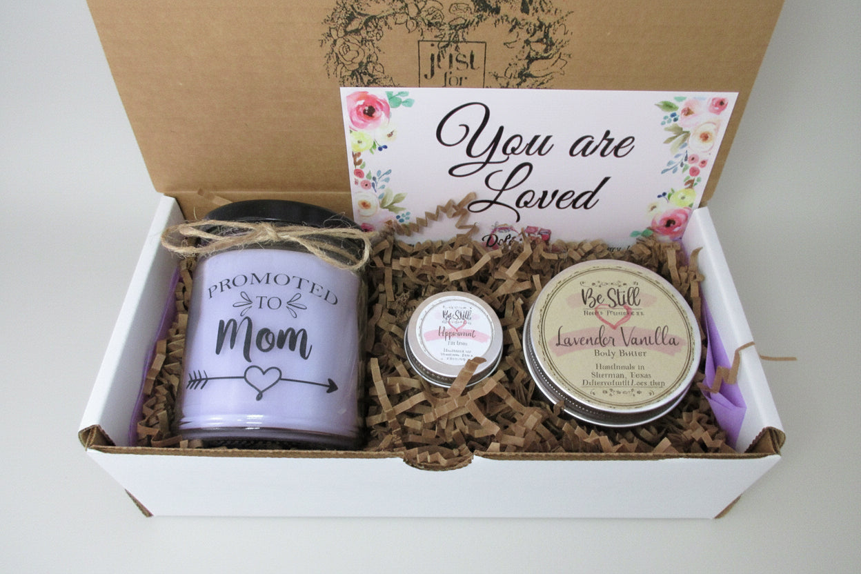 NEW MOM GIFT | Promoted to Mom | Postpartum Care Package | New Mother Gift Box | Self Care Gift Box | New Baby, Congratulations