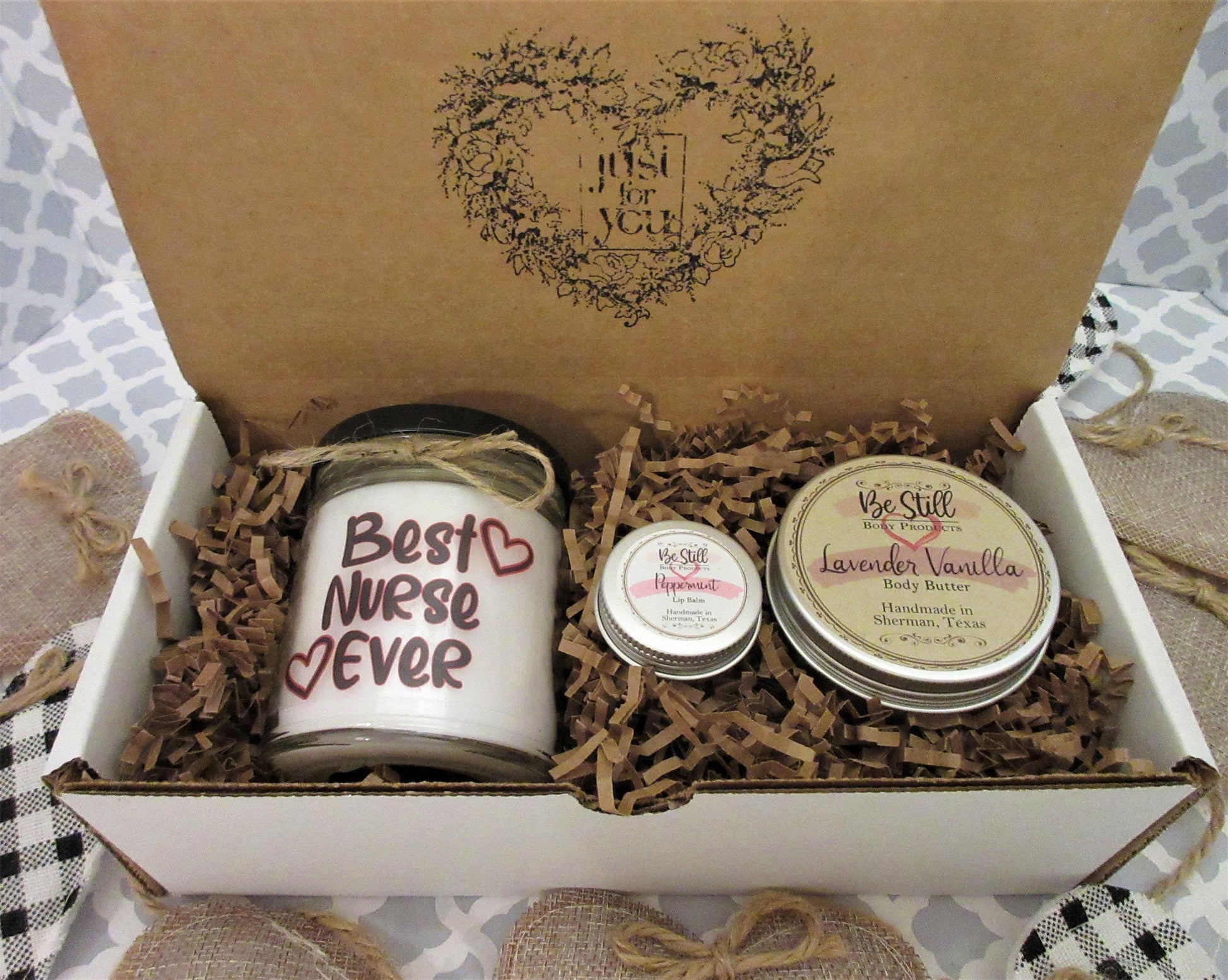 NURSE GIFT | Best Nurse Ever | Handmade Nurse Candle | Self Care Gift Box |  Self Care Package | Birthday, Congrats, Graduation, Thank You
