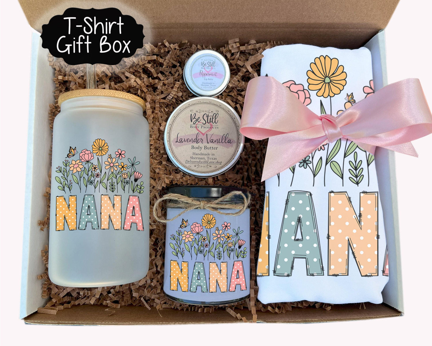 Nana Shirt Gift Box -T-Shirt, Candle, Tumbler, Spa Items | New Grandma Gift