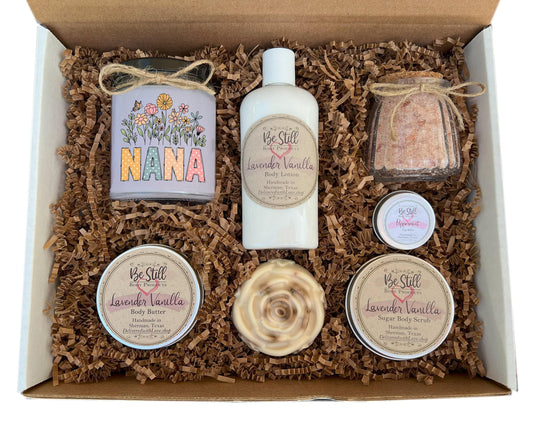 Nana Spa Box | For You or a Gift | Custom Gift Box | Self Care Gift Box | Care Package for Her | Handmade, Natural Products