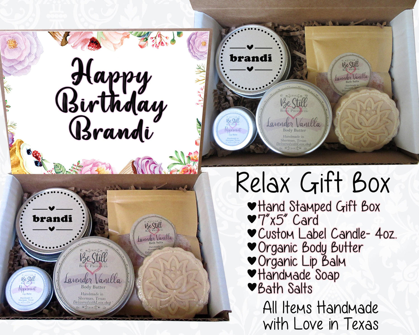 Personalized Birthday Gift Box | Birthday Gift for Her | Self Care Gift Box | Custom Gift Box | Gift for Friend, Daughter, Client, Coworker