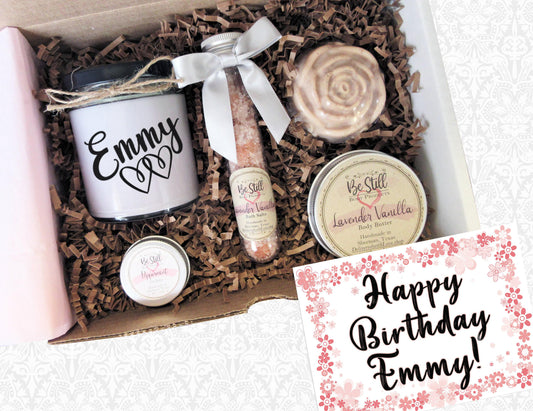 Personalized Birthday Gift Box | Care Package | Self Care Gift Box | Spa Gift Box | For Wife, Aunt, Mom, Sister, Daughter, Friend, Coworker