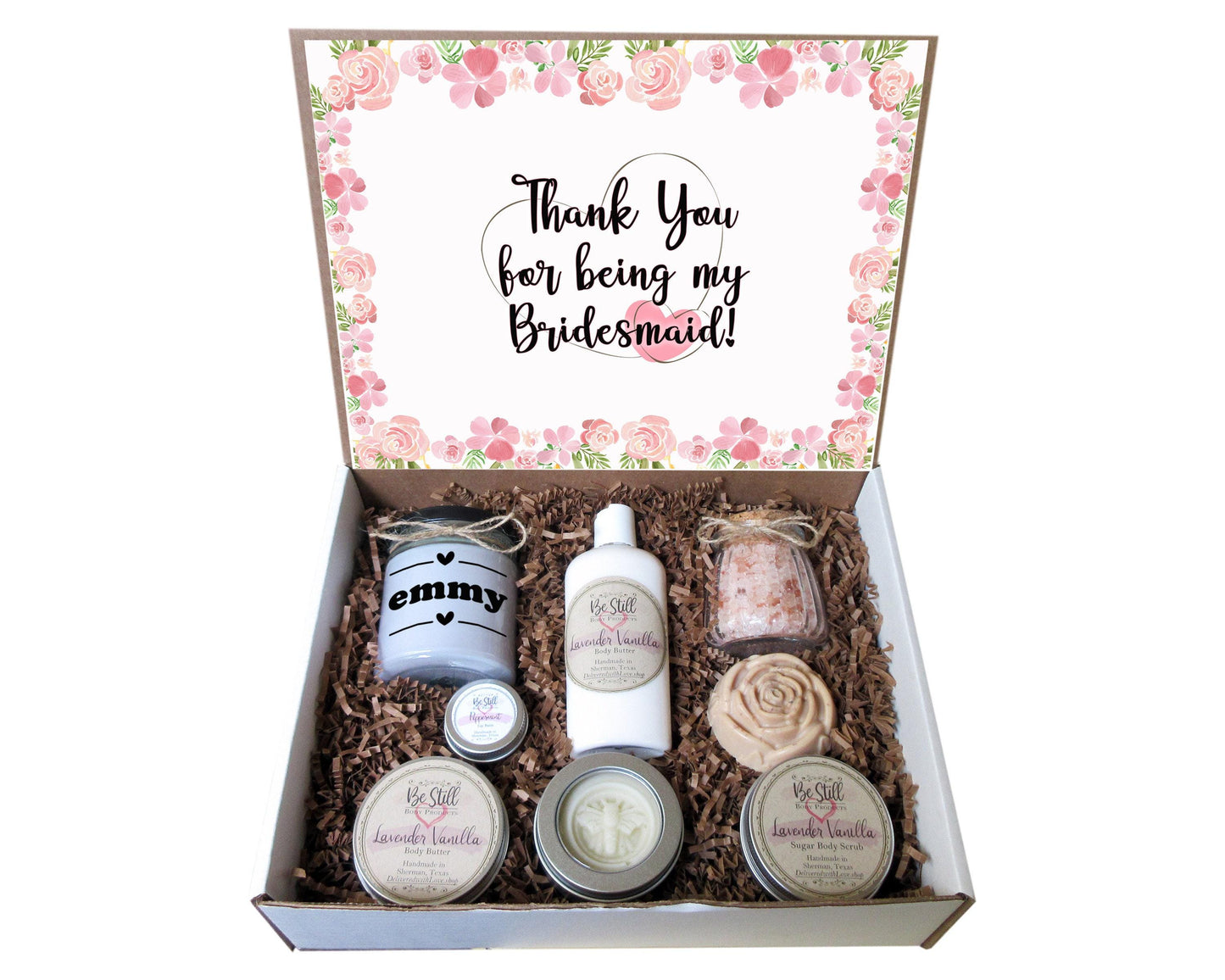 Personalized Bridesmaid Gift Box | Thank You Bridesmaid Gift | Self Care Gift Box | Custom Gift Box | Care Package for Her