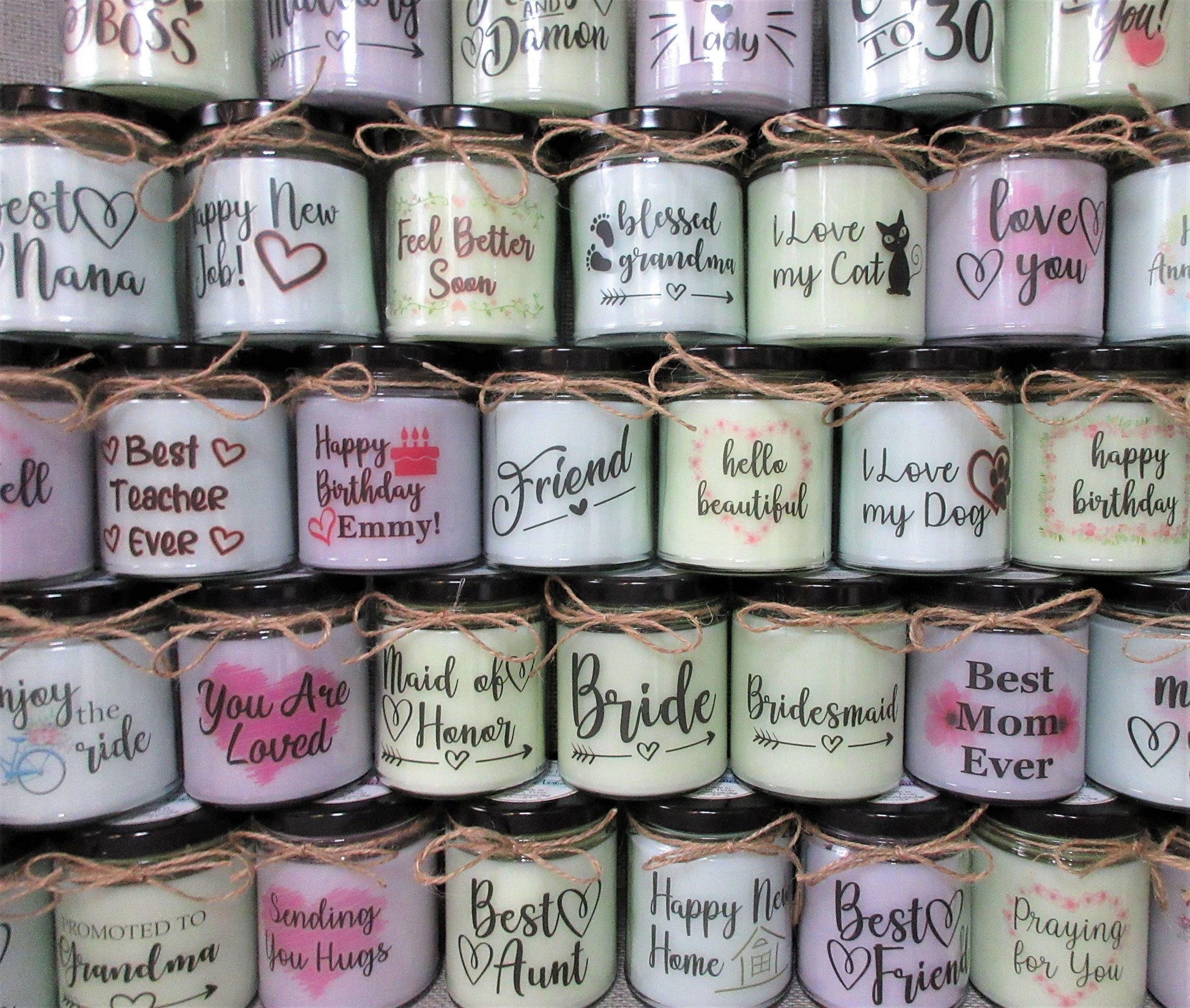 Personalized Candles | Highly Scented | Custom Candles | Gift for Birthday, Get Well, Congrats, Thank You, Bride, Mom, Friend, Sister, Aunt