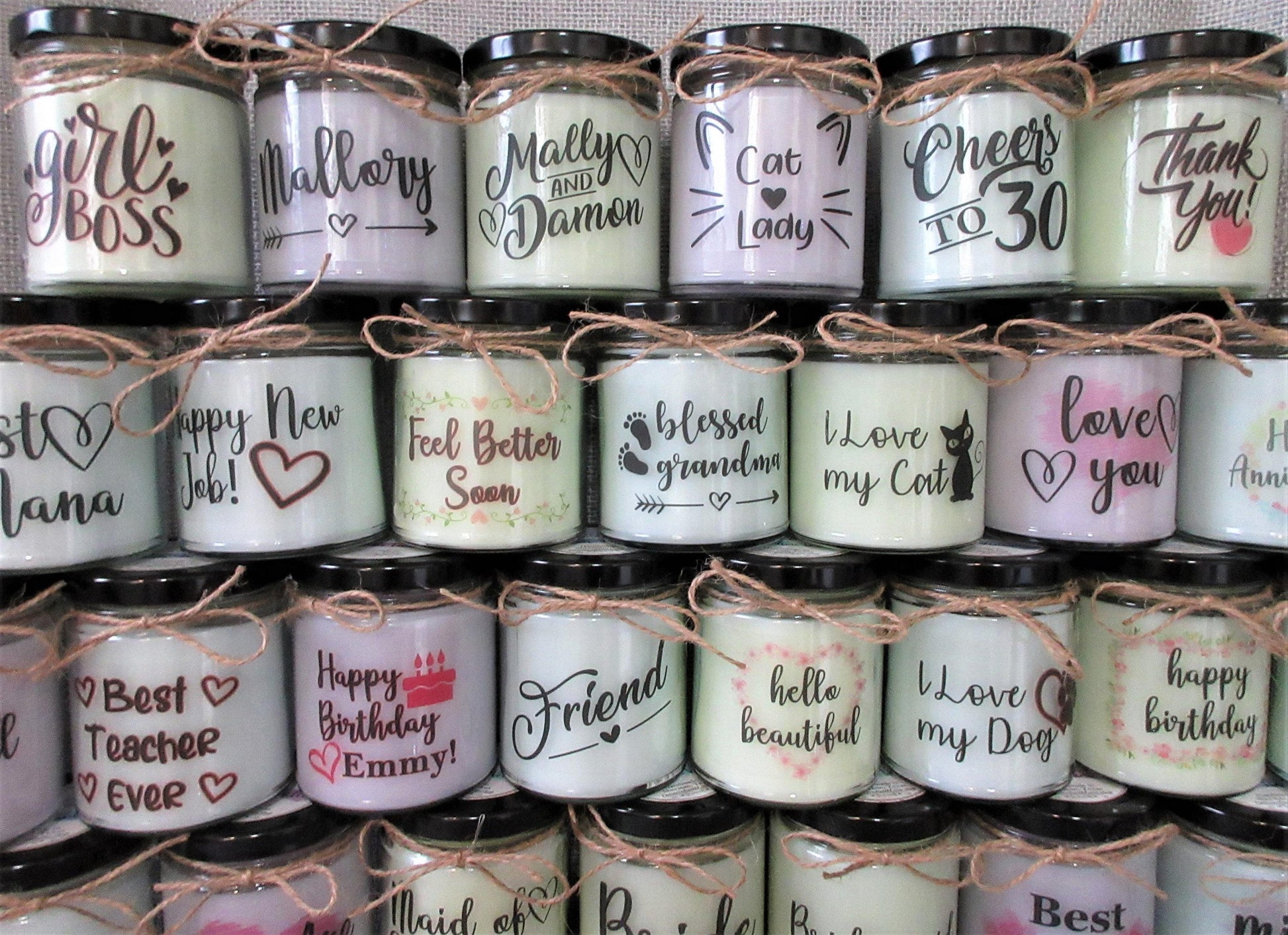 Personalized Candles | Highly Scented | Custom Candles | Gift for Birthday, Get Well, Congrats, Thank You, Bride, Mom, Friend, Sister, Aunt