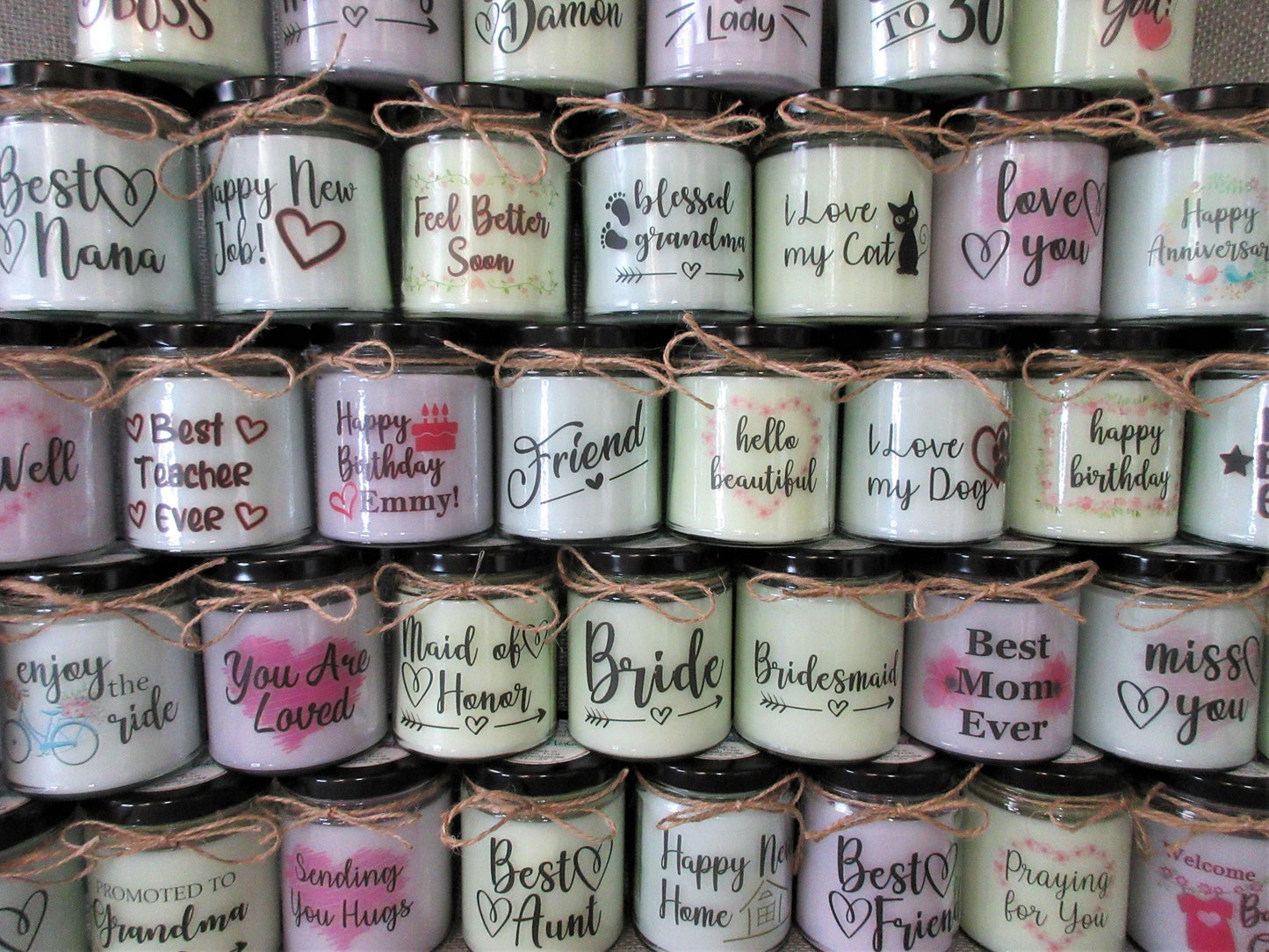 Personalized Candles | Highly Scented | Custom Candles | Gift for Birthday, Get Well, Congrats, Thank You, Bride, Mom, Friend, Sister, Aunt