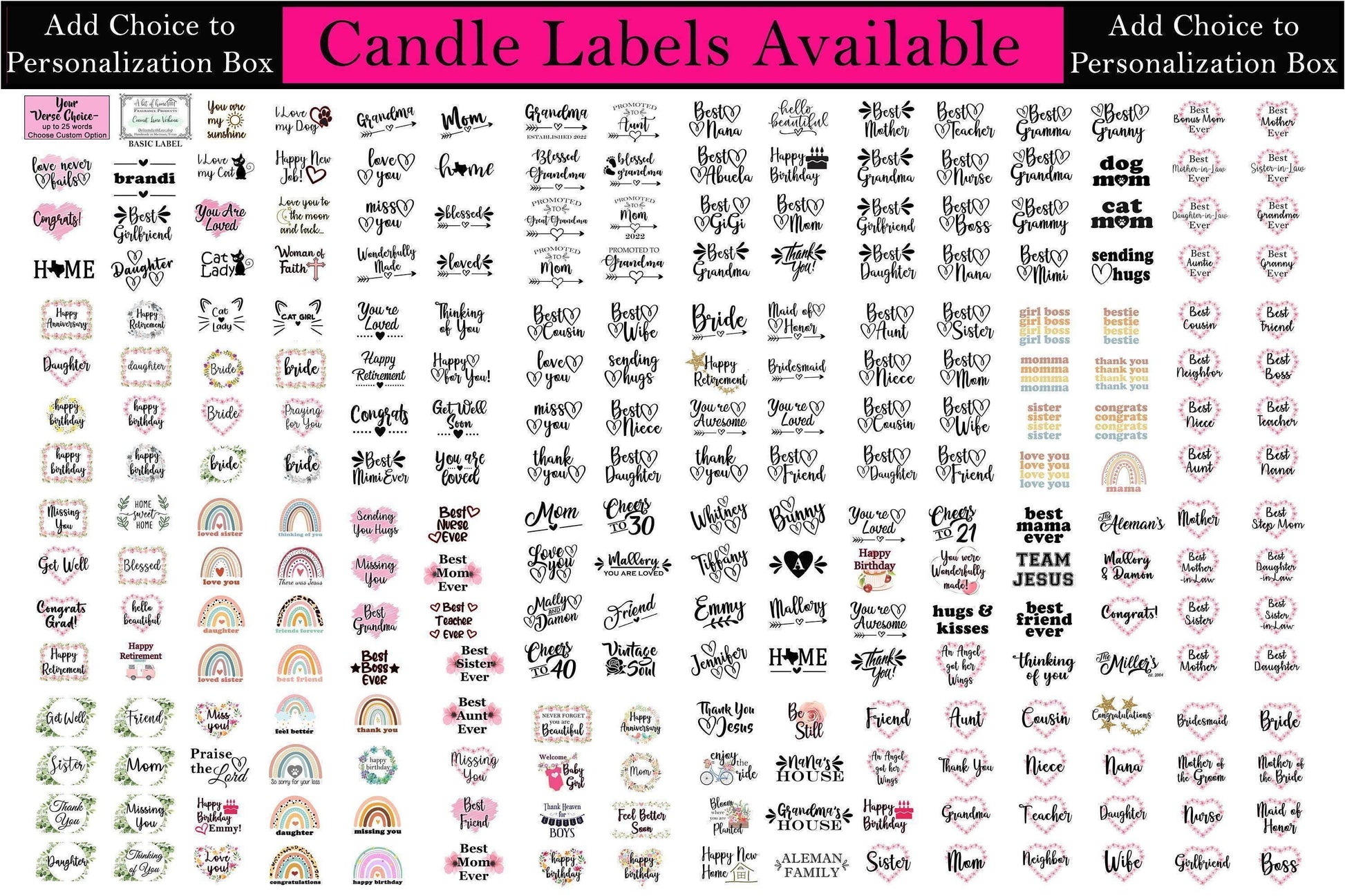 Personalized Candles | Highly Scented | Custom Candles | Gift for Birthday, Get Well, Congrats, Thank You, Bride, Mom, Friend, Sister, Aunt