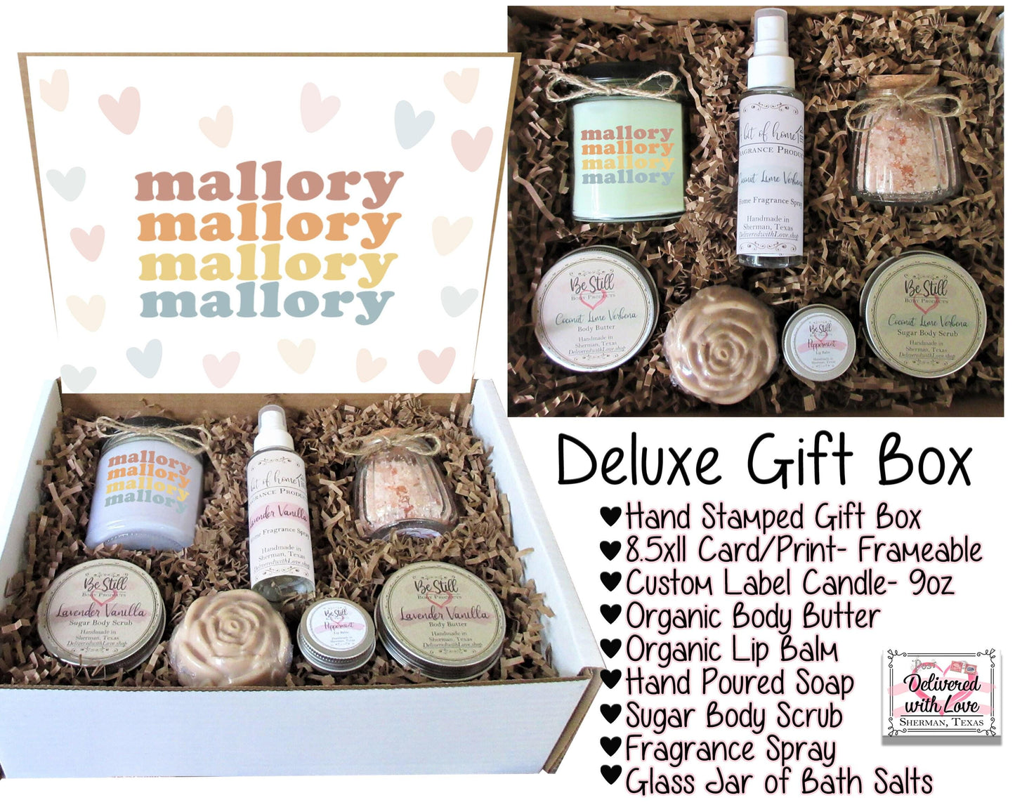Personalized Gift | Spa Gift Box | Retro Stacked Name | Self Care Gift Box | Friend Care Package | Birthday, Congrats, Thank You, Love You